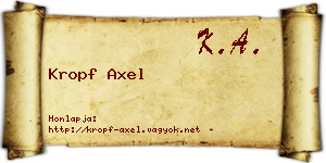 Kropf Axel névjegykártya